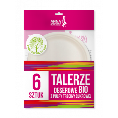AZ Talerze deserowe bio z pulpy trzciny cukrowej 6szt