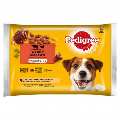 Pedigree Mokra karma dla dorosłych psów wybór smaków w galaretce 400 g (4 x 100 g)