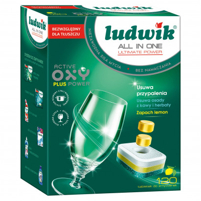 Ludwik All in one Tabletki do zmywarek zapach lemon 2,16 kg (120 sztuk)