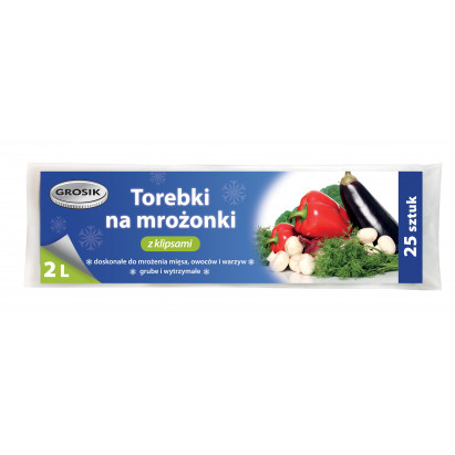 Grosik Torebki na mrożonki z klipsami 2l