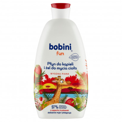 bobini fun Płyn do kąpieli i żel do mycia ciała o zapachu truskawek 500 ml