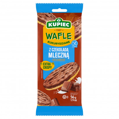 Kupiec Wafle kukurydziane z czekoladą mleczną 56 g (4 sztuki)