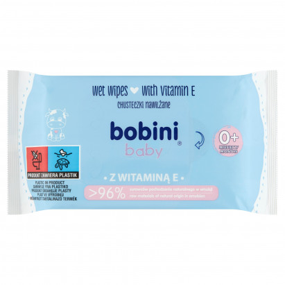 bobini Baby Chusteczki nawilżane z witaminą E 60 sztuk