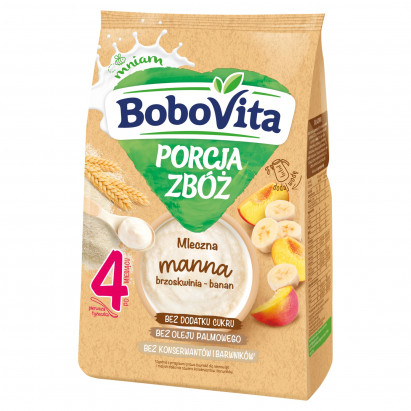 BoboVita Porcja zbóż Kaszka mleczna manna brzoskwinia-banan po 4 miesiącu 210 g