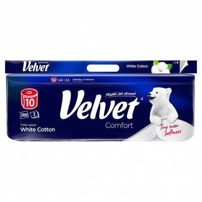 Velvet Comfort White Cotton Papier toaletowy 10 rolek