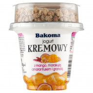 Bakoma Jogurt kremowy z mango marakują amarantusem i granolą 230 g 