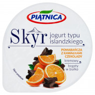 Piątnica Skyr jogurt typu islandzkiego pomarańcza z kawałkami czekolady 150 g
