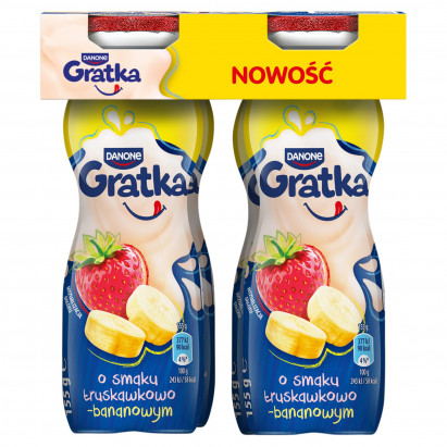 Danone Gratka Jogurt do picia o smaku truskawkowo-bananowym 4 x 155 g