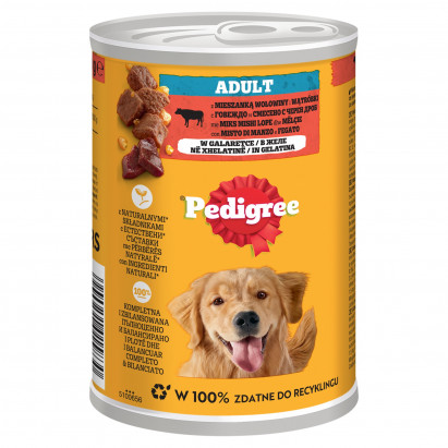 Pedigree Mokra karma dla dorosłych psów z mieszanką wołowiny i wątróbki w galaretce 400 g