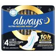Always Podpaski Ultra Secure Night (rozmiar 4) Podpaski ze skrzydełkami, x 6]