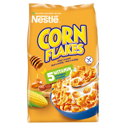 Nestlé Corn Flakes Chrupiące płatki kukurydziane miód i orzeszki 400 g
