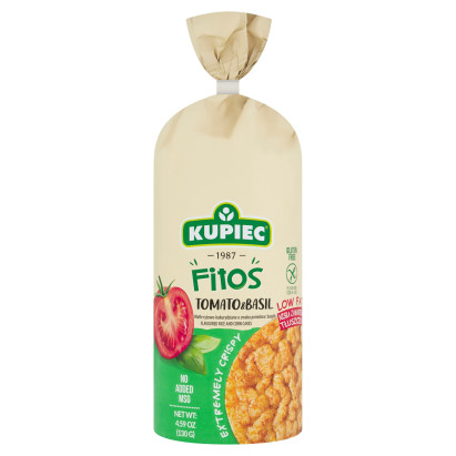 Kupiec Fitos Wafle ryżowo-kukurydziane o smaku pomidora i bazylii 130 g