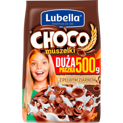 Lubella Choco muszelki Zbożowe muszelki o smaku czekoladowym 500 g