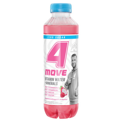 4Move Active Vitamins + Minerals Zero Sugar Napój niegazowany o smaku malina-dragonfruit 556 ml