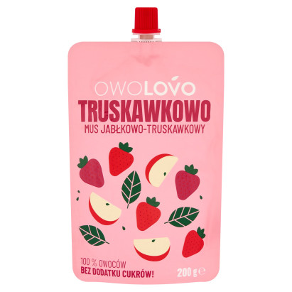 Owolovo Truskawkowo Mus jabłkowo-truskawkowy 200 g