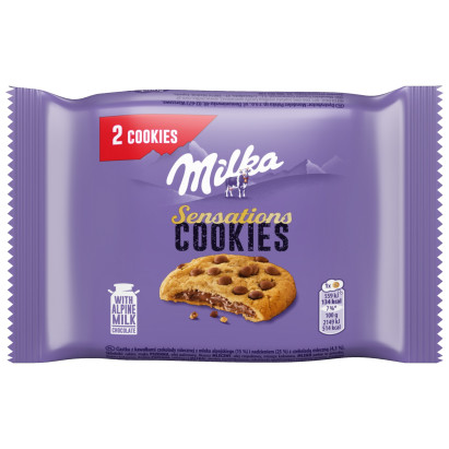 Milka Sensations Cookies Ciastka z kawałkami czekolady mlecznej nadzieniem z czekoladą mleczną 52 g