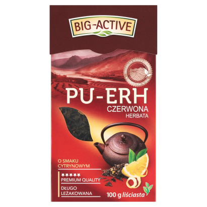 Big-Active Pu-Erh Czerwona herbata o smaku cytrynowym liściasta 100 g