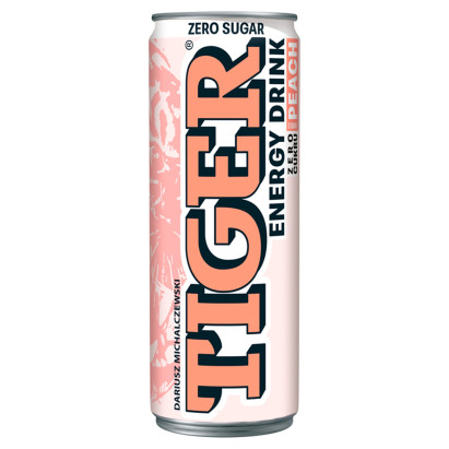 Tiger Zero cukru Gazowany napój energetyzujący o smaku Peach 250 ml