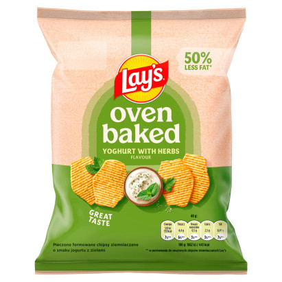 Lay's Oven Baked Pieczone formowane chipsy ziemniaczane o smaku jogurtu z ziołami 40 g