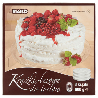 Mako Krążki bezowe do tortów 600 g (3 sztuki)