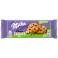Milka Pieguski Choco Cookies Nut Ciasteczka z kawałkami czekolady mlecznej i orzechami 135 g