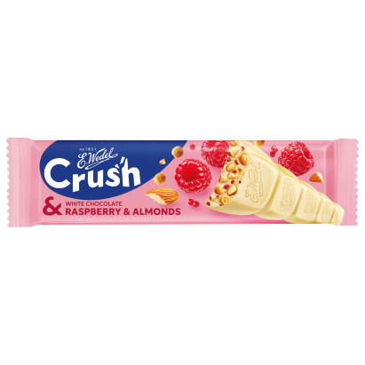 E. Wedel Crush Baton z białej czekolady z kawałkami migdałów i malin i chrupkami 25 g
