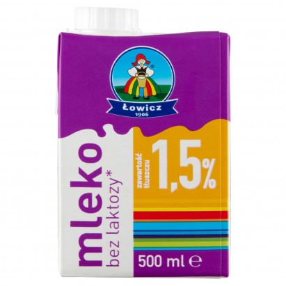 Łowicz Mleko łowickie bez laktozy UHT 1,5% 500 ml
