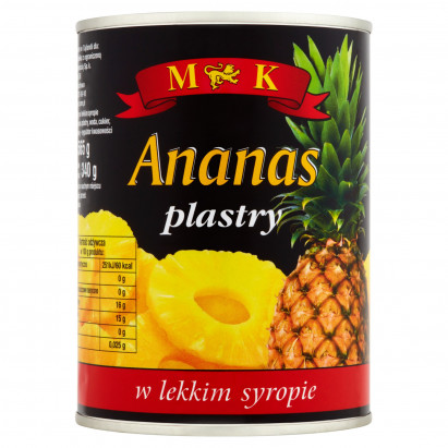 MK Ananas plastry w lekkim syropie 565 g