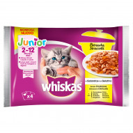 Whiskas Junior Karma 2-12 miesięcy potrawka w galaretce smaki drobiowe 340 g (4 x 85 g)