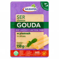 Mlekpol Bez laktozy Ser Gouda w plastrach 150 g