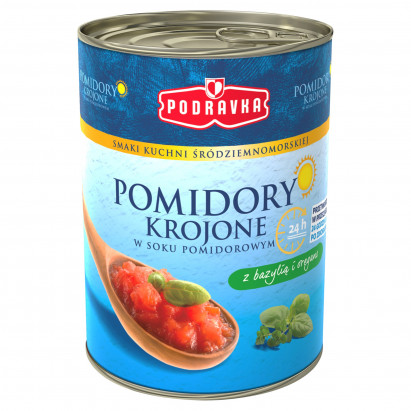 Podravka Pomidory krojone w soku pomidorowym z bazylią i oregano 400 g