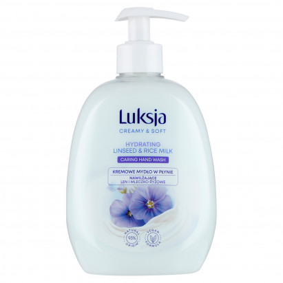 Luksja Creamy & Soft Kremowe mydło w płynie nawilżające len i mleczko ryżowe 500 ml