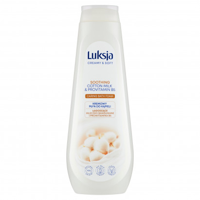 Luksja Creamy & Soft Kremowy płyn do kąpieli łagodzące mleczko bawełniane i prowitamina B5 900 ml