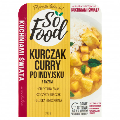 So Food Inspirowane Kuchniami Świata Kurczak curry po indyjsku z ryżem 330 g