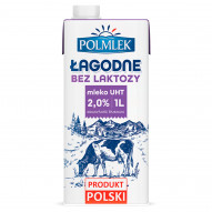 Polmlek Łagodne Mleko UHT bez laktozy 2% 1 l