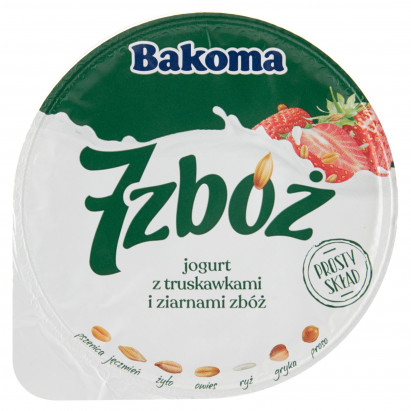 Bakoma 7 zbóż Jogurt z truskawkami i ziarnami zbóż 300 g