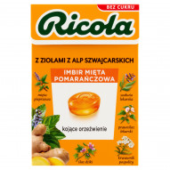 Ricola Szwajcarskie cukierki ziołowe imbir męta pomarańczowa 27,5 g